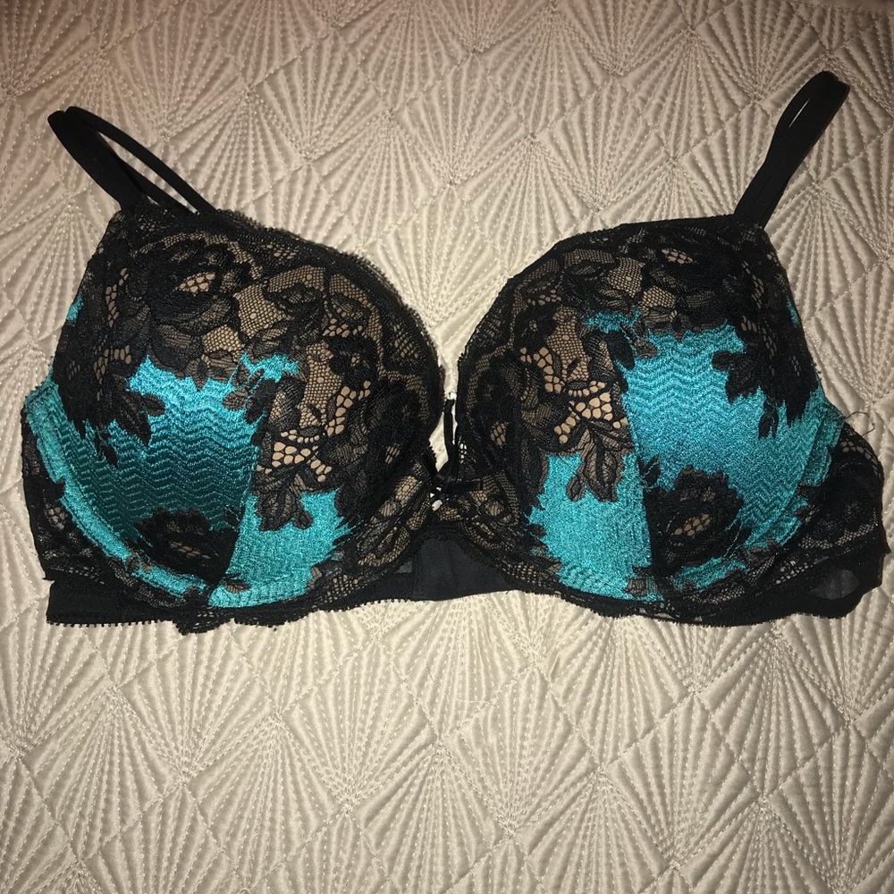 Victoria’s Secret Push Up bra turquoise teal black